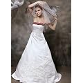 HBH Hamburger Brautmoden WD1127 zweifarbiges Brautkleid mit Glasstein,Perlen u.Pailletten bestickt, Schn�rung u. Schleppe,Bordeaux-Rot