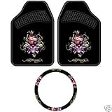 Ed Hardy Love Kills Slowly Floor Mats & Steering Wheel Cover 3-pc Set