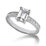 SAVE $2433.84 - 14K White Gold Emerald & Round Cut Diamond Promise Engagement Ring (0.65ct.tw, HI Color, SI2-3 Clarity) $884.39