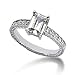 14K White Gold Emerald & Round Cut Diamond Promise Engagement Ring (0.65ct.tw, HI Color, SI2-3 Clarity)