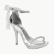 Womens Sexy Sandal Shoes 4 1/4 Inch Heel Rhinestones With Ankle Strap Silver