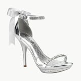 Womens Sexy Sandal Shoes 4 1/4 Inch Heel Rhinestones With Ankle Strap Silver
