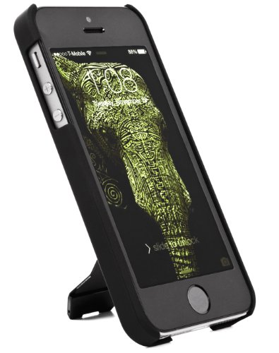 Iphone 5, 5S Case Slim KickStand Style, Extra Thin, Matte Black Color Cover Stand (Pwr+)