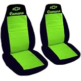 2 black and lime green car seat covers for 2000 Chevrolet Camaro. by Designcovers