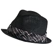 Upturn Brim Summer Stingy Fedora Trilby Hat Black L/XL