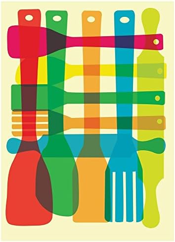 Utensil Stack Kitchen Print, Mid-Century Modern Mod Style Art Print