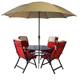 Red Vito Round Garden Furniture Set - Fully Dressed - FREE DELIVERY