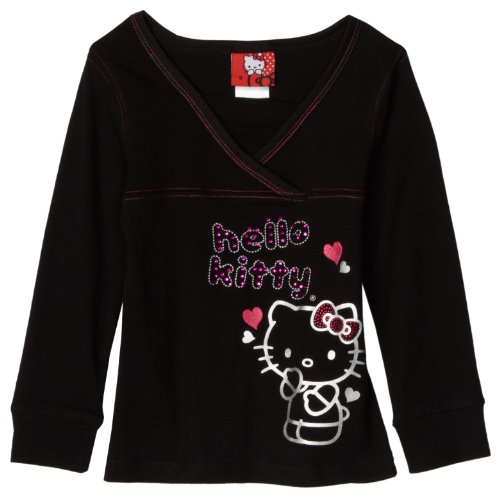 Hello Kitty Girls 2-6x Dark Rugby Top,Black,6
