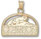 Clemson Tigers Clemson University with Tiger on Rock Pendant - 14KT Gold Jewelry