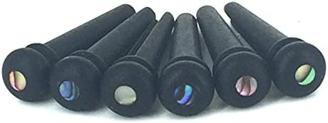 Tengreen Generic Ebony Guitar Bridge Pins and End Pin Endpin with Position Abanlone Dot (Black)