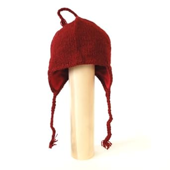 100% Wool Hand Knitted Made in Nepal Mountain Napa Sherpa Trapper Mixed colors ski knitted hat with thick Black Inner Fleece Lining for Women.