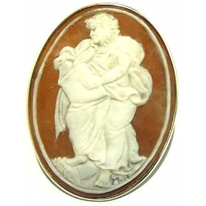 Moses, Master Carved Sardonyx Shell Cameo Pin Pendant by