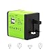 AllEASY Travel Chargers Adapters International Universal Travel Adapter with Dual USB Ports 2.4A Charger AC Socket for Traverler in Asia/UK/USA/Europe/Australia/Ireland Yellow