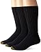 GOLDTOE Men's Cotton Fluffies Crew Socks, Navy (3-Pairs), Large