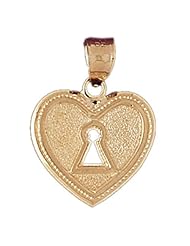 Dazzlers Solid 14k Gold Heart Lock Charm Pendant Available in three colors from jewelsberry (weights: 2.8 grams only)