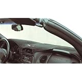 1997-2004 Corvette Black Dash Mat with Embroidered C5 Logo (With Heads-Up) by Coverking