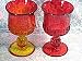 Lg wright daisy & cube footed goblets, ruby & amberina Image