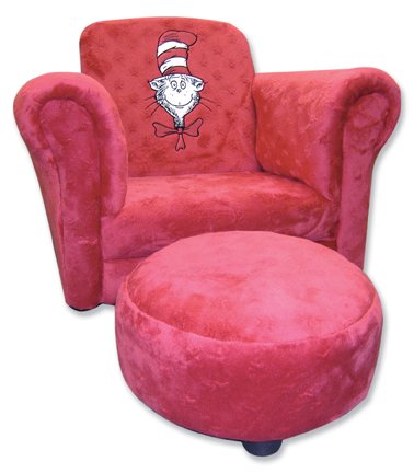 Trend Lab, Red Cat in the Hat Embroidery Chair w/ Ottoman