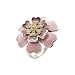 Gold and Lavender Flower Sterling Silver Ring Size 9