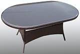 ALL WEATHER RATTAN WICKER GARDEN PATIO GLASS OVAL TABLE