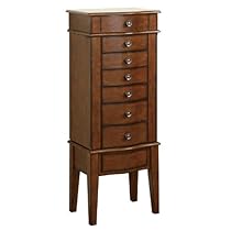 Powell Warm Cherry Jewelry Armoire with Lift-Off Jewelry Box