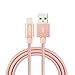 [Apple MFI Certified] Rock 3.3ft/1M Nylon Braided Tangle-Free Aluminum Casing 8-pin Lightning to USB Sync/Charger Cable for iPhone 7/7 Plus/6s/6s Plus/6/6 Plus, iPad 4/Pro/Air/Mini -Retail- Rose Pink