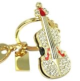 New Style 8GB Crystal Diamond Red Violin Style USB Flash Drive with Keychain