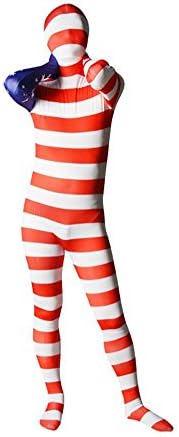 YoYoLita Full Body American flag Lycra Spandex Zentai Suit Halloween Unitard,M