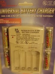 Universal Battery Charger - Fits 4 AA / AAA NI-CD & NI-NH Batteries - Includes 4 Rechargable AA Batteries