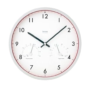 【クリックで詳細表示】Lemnos Air clock 温湿度計付電波時計 レッド LC09-11W RE： ホーム＆キッチン