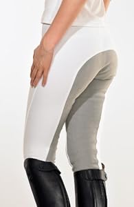 Pfiff - Pantalones de equitación con culera gris blanco weiss Talla:38