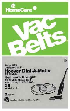 Home Care Industries #1170 2PK DialAMat Vac Belt