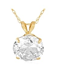Jewelili 14kt Yellow Gold Solitaire Pendant With 9mm Round Cubic Zirconia