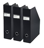 Bigso Fiona Set of 3 Magazine Collector, Black