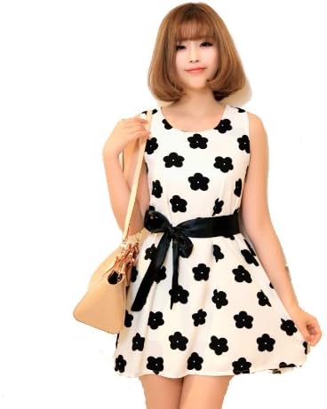 Women's Casual O-neck Floral Chiffon Above Knee Sleeveless A-line Dress