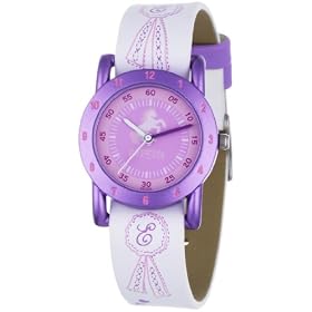 Esprit - ES000U54028 - Pony Race Rose - Montre Fille - Quartz Analogique - Cadran Violet - Bracelet Cuir Blanc