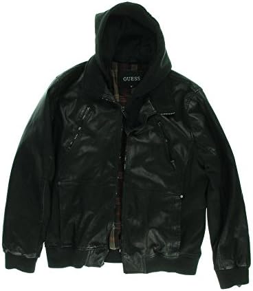 Guess Mens Faux Leather 2-In-1 Jacket Black M