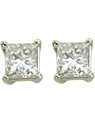 14K Yellow Gold 0.75ct Simply Modern Solitaire Princess Diamond Stud Earrings
