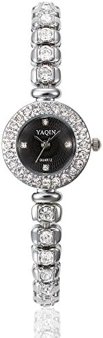 YAQIN Women's Luxury Rhinestone Case Crstal Band Silver Quartz Dress Waist Watches