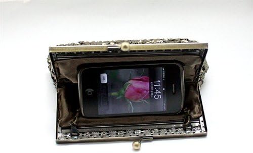 MZZ BEA088 Shinning Sequined Beaded Evening Purse Bridal AccessorySatin Handbag Mini Fashion Clutch Holiday Birthday Gift More Colors Available (brown)