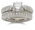1 Carat Antique Style CZ Bridal Wedding Set