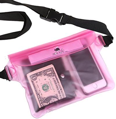 Premium Waterproof Pouch with Adjustable Waist/shoulder Strap Keep Your Phone and Valuables Safe and Dry Snowproof Dirtproof Sandproof Case Bag Perfect for Beach / Swimming / Boating / Fishing (Pink)