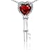 Candygem 14k Gold Key to my Heart Love Key Pendant with Genuine Garnet and Di...