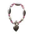 Breast Cancer Awareness Sterling Silver Finish Charm Bracelet