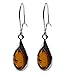 Amber and Sterling Silver Drop Earrings title=