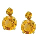 14k Yellow Gold Round Citrine Stud Earrings