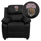Flash Furniture Montana Grizzlies Embroidered Black Leather Kids Recliner with Storage Arms
