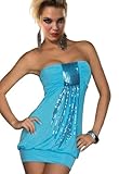 Amour- Stylish Blue Pailletted Blingbling Strapless Ball Party Dress Clubwear Gogo Size M &Plus Size XXL (XXL)