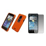 EMPIRE Orange Rubberized Hard Case Cover + Screen Protector for Sprint HTC  ....