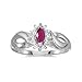 14k White Gold Marquise Ruby And Diamond Ring